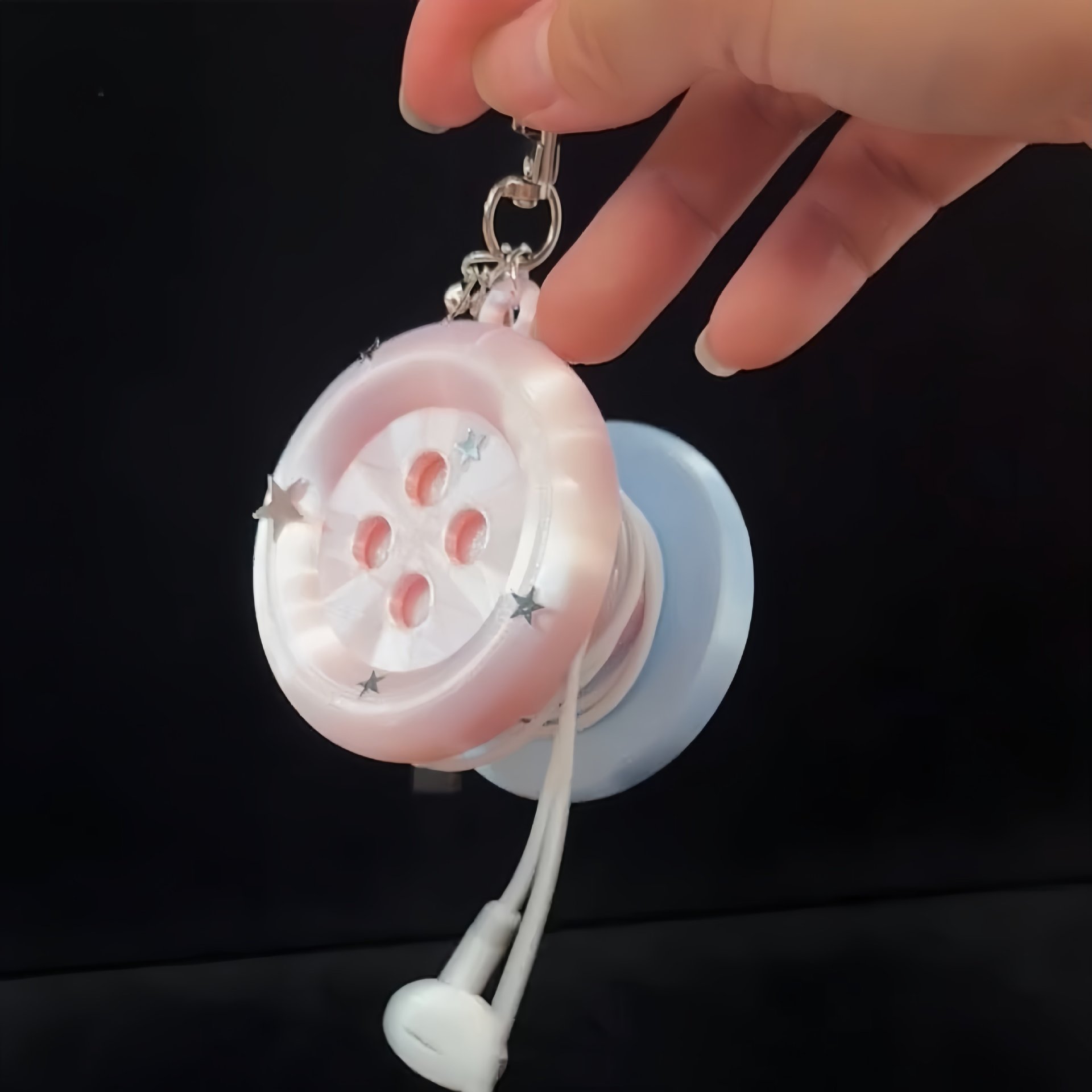 3D Kawaii Round Button Star Ke - огляд і ціна Cable Winder Keychain