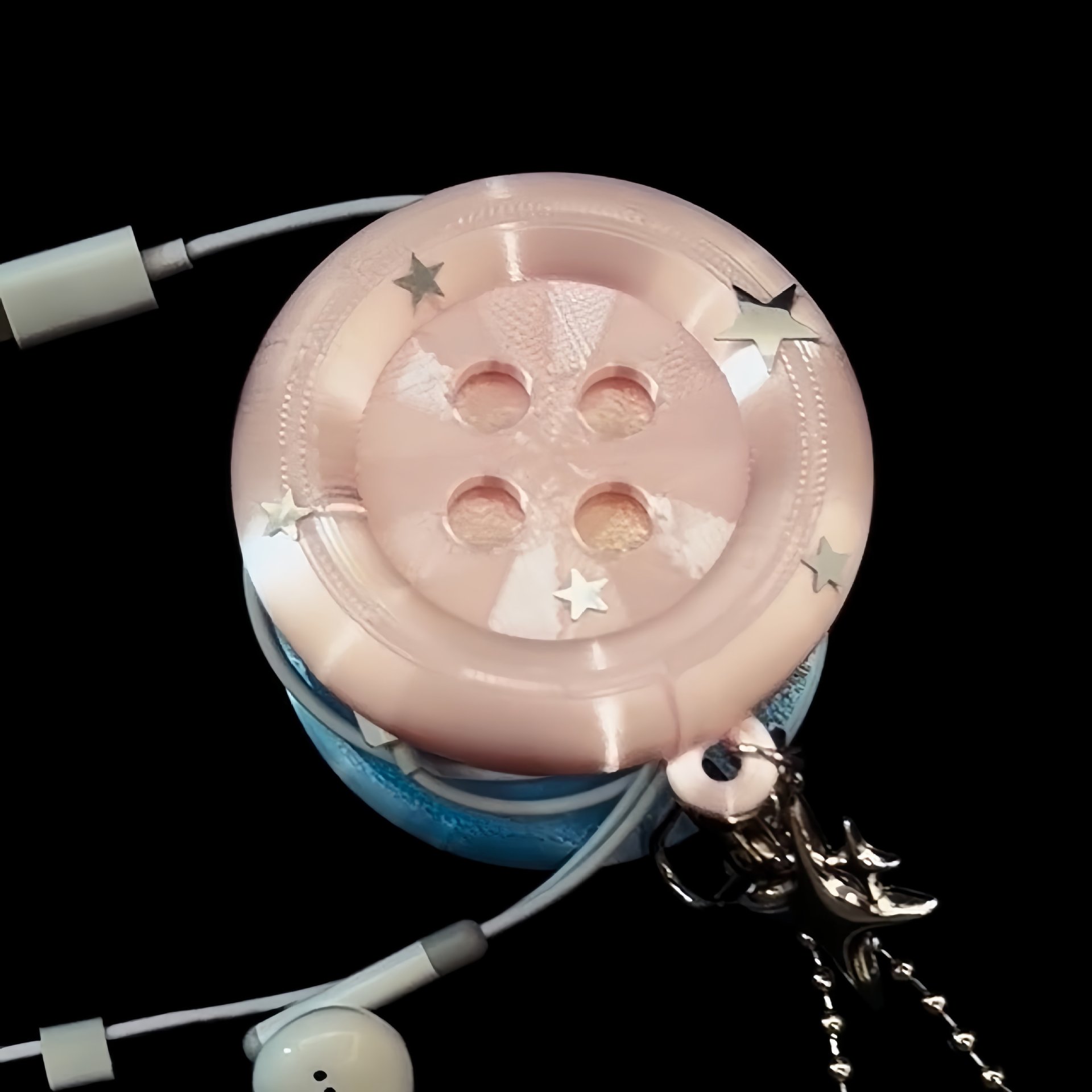 3D Kawaii Round Button Star Ke - огляд і ціна Cable Winder Keychain