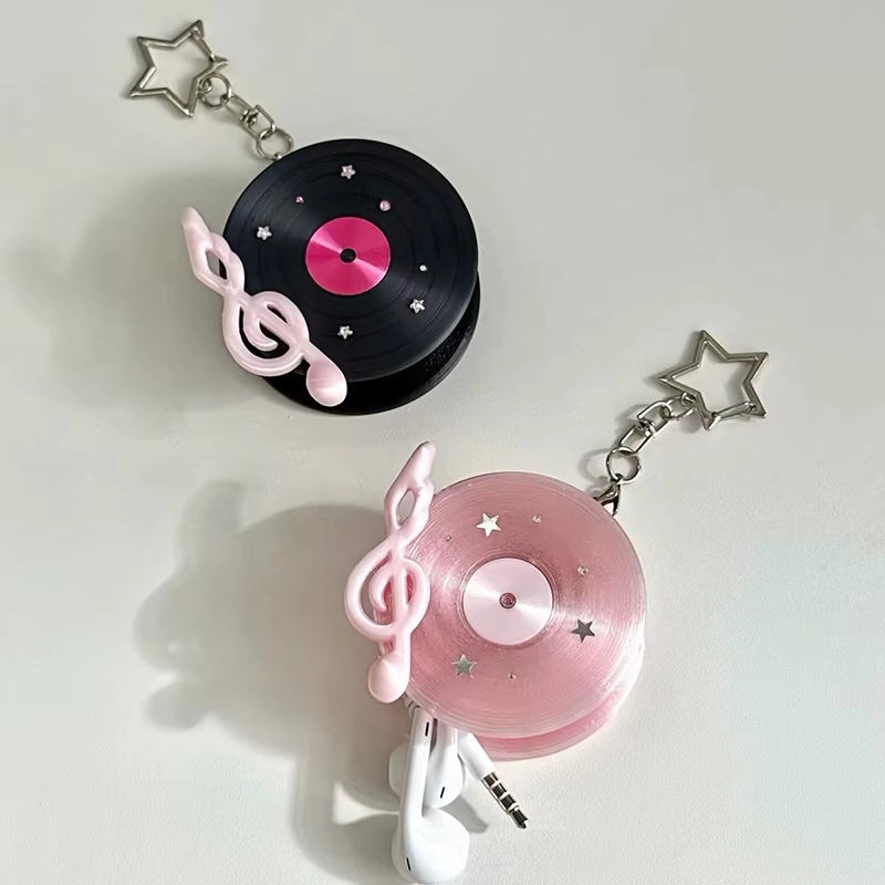 Korean Retro Vinyl Record Head - огляд і ціна Cable Winder Keychain