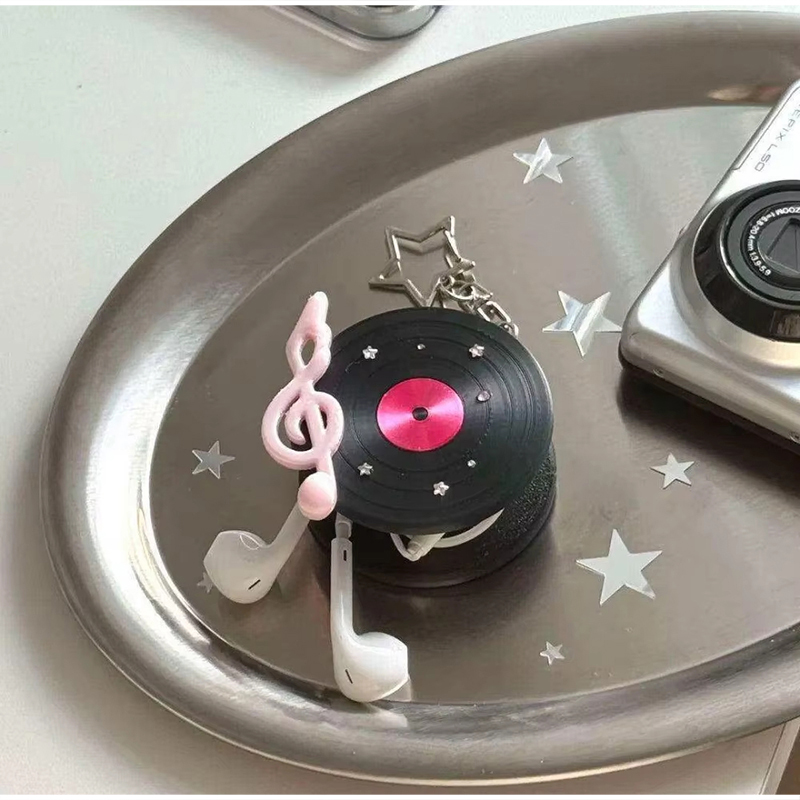 Korean Retro Vinyl Record Head - огляд і ціна Cable Winder Keychain